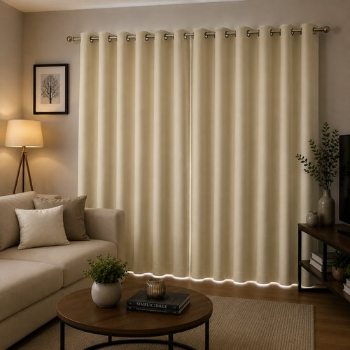 Cortina Black- out com ilhós 2,80m x 1,80m - bege